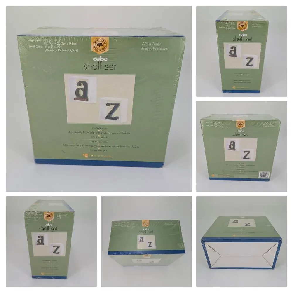 Cube Box Shelf Set Shadow Box Square Wall Frame Decorating Accent White Floating